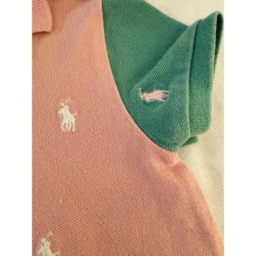 Polo Ralph Lauren Girls Colorblock All-Over Pony Embroidered Polo Dress Size 5